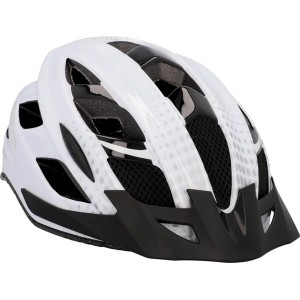 Weißer Fischer Fahrradhelm Urban Lano Gr. L/XL mit schwarzem Visor und Belüftungsöffnungen.