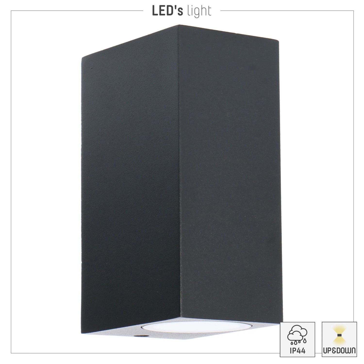 Moderne, eckige LED`s light Außenwandleuchte, 2-flammig, schwarz. Blendfreie Beleuchtung für den Außenbereich.