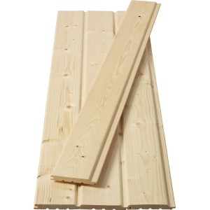 Unbehandeltes Profilholz Softline aus Fichte/Tanne, geeignet für Wand- und Deckenverkleidungen.
