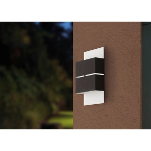 Moderne Eglo LED-Außenwandleuchte Kibea in Anthrazit/Weiß, Stahl verzinkt.