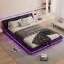 okwish Bodenbett 140x200cm mit LED Beleuchtung Schlafzimmer Schwarz ohne Matratze_10