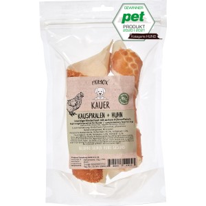 Primox Kauspiralen Huhn, 2 Stück. Hunde-Snack aus Rinderhaut und Hühnerfleisch für langanhaltenden Kauspaß.