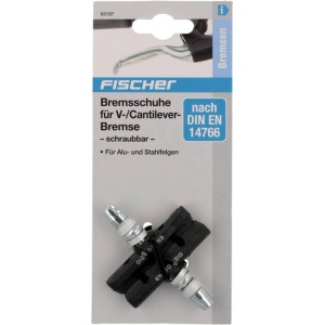Fischer Bremsschuhe für V- und Cantilever-Bremsen, 2er-Set, für Alu- und Stahlfelgen.