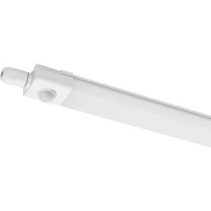 Graue LED-Feuchtraumleuchte Stripe, 120 cm, mit Sensor. Ideal für Garage & Keller.