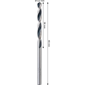 Bosch Spiralbohrer-Set Metal HSS CYL-Schaft Ø 3,2 mm x 36 mm x 65 mm 2-tlg.