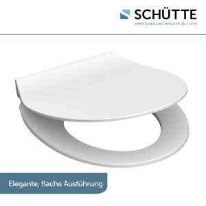 Weißer Schütte WC-Sitz Slim Duroplast mit Absenkautomatik und Schnellverschluss.