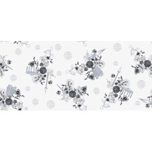 d-c-fix Tischdecke Shirley Grau mit Wahrzeichen und Blumenmuster, Meterware.
