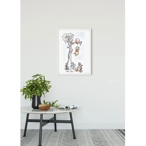 Komar Wandbild Winnie Pooh, 30x40 cm, mit Winnie, Tigger und Ferkel am Baum mit Ballon.