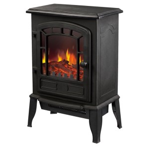 Relaxdays Elektrokamin Stahl Glas Schwarz mit Heizung 56,5 cm x 39 cm x 24 cm 4,6 kg