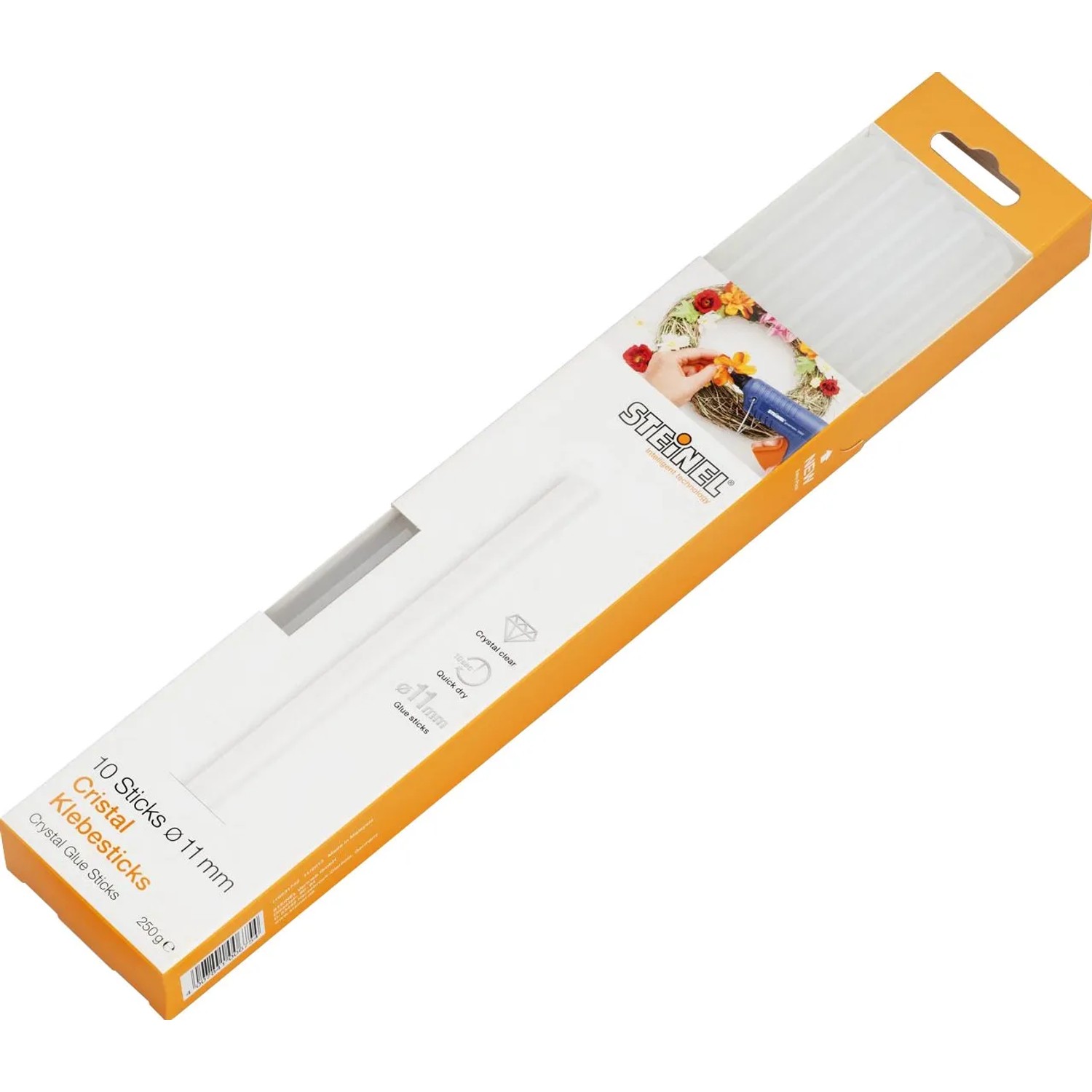 Steinel Klebesticks Crystal, 10 Stück, Ø 11mm, in Verpackung.