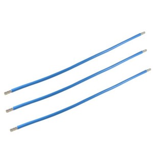 Blaue Verdrahtungsbrücken mit Aderendhülsen, 6 mm², 30 cm, für Steckdosenleisten.
