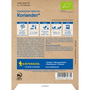 Bio Koriandersamen von Kiepenkerl Profi-Line für aromatische Kräuter.