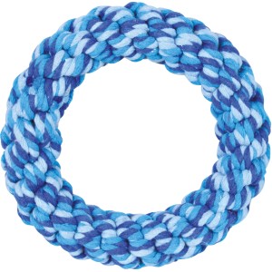 Jollypaw Tau-Ring, Ø 14 cm, blau-weißes Tauspielzeug für Hunde.