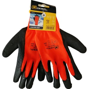 Thermo Wintergrip Handschuhe Größe 10, orange/schwarz, für sicheres Arbeiten bei Kälte.