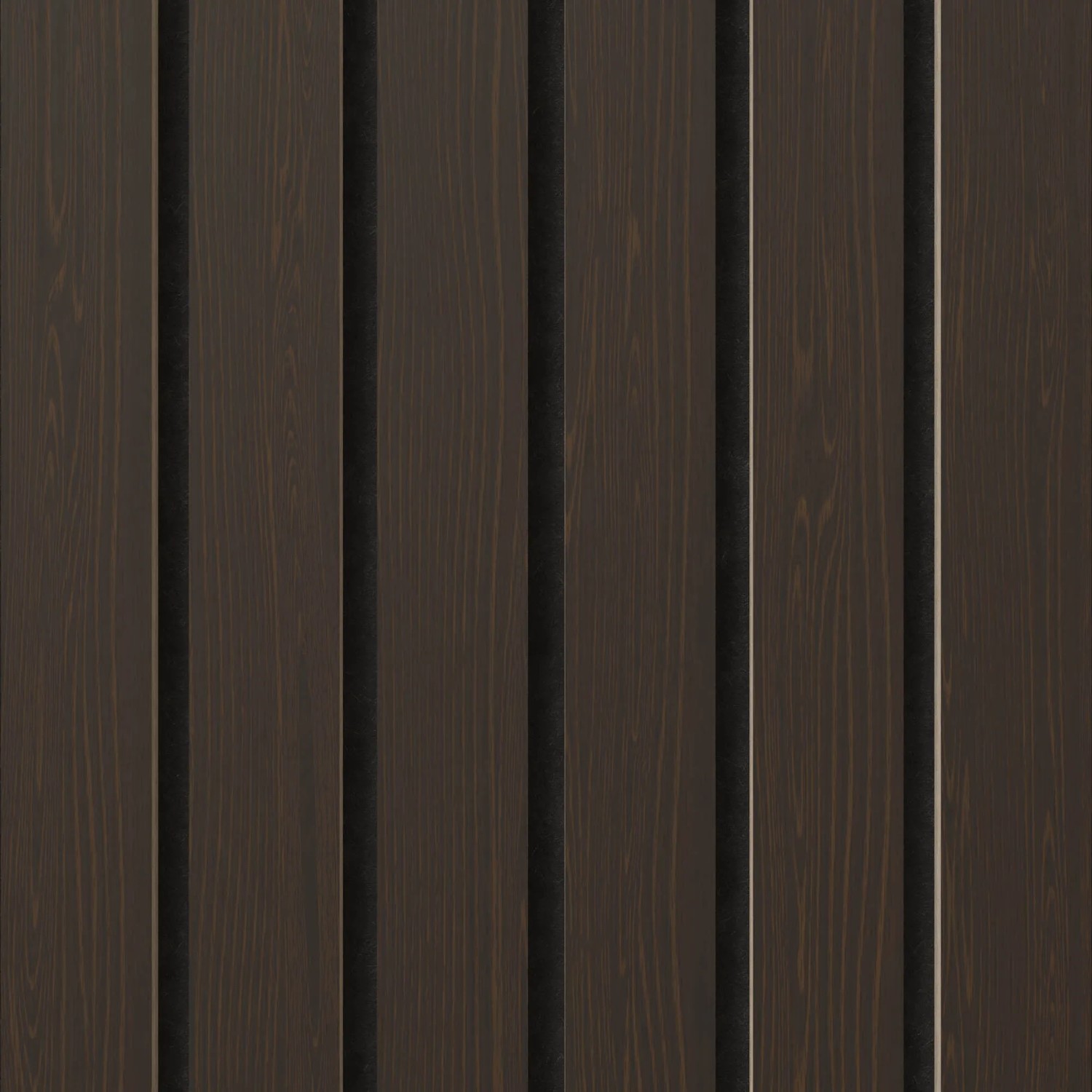 Akustikpaneel Eiche geräuchert, brandhemmend, 60x248cm, mit schwarzem Filz.