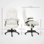 Cremeweißer Vinsetto Massagestuhl, ergonomischer Bürostuhl mit Rollen. Ansicht von vorne und Seite mit Maßen.