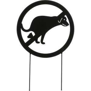 Schwarzer Gartenstecker Hundehaufen Verbot Schild aus Metall, 25x39,5cm, Gartendeko.
