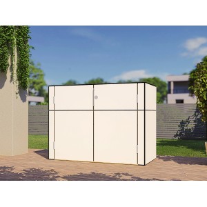Bertilo Gartenschrank HPL Sideboard, 155x75x116 cm, weiß. Wetterfester Terrassenschrank für Garten & Balkon.