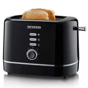 Schwarzer Severin Toaster AT 4321 mit zwei Toastscheiben. Bräunungsgrad einstellbar.