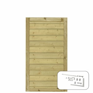 Druckimprägnierte Nadelholz Gartentür, 100x163cm, mit Beschlägen für Selbstmontage.