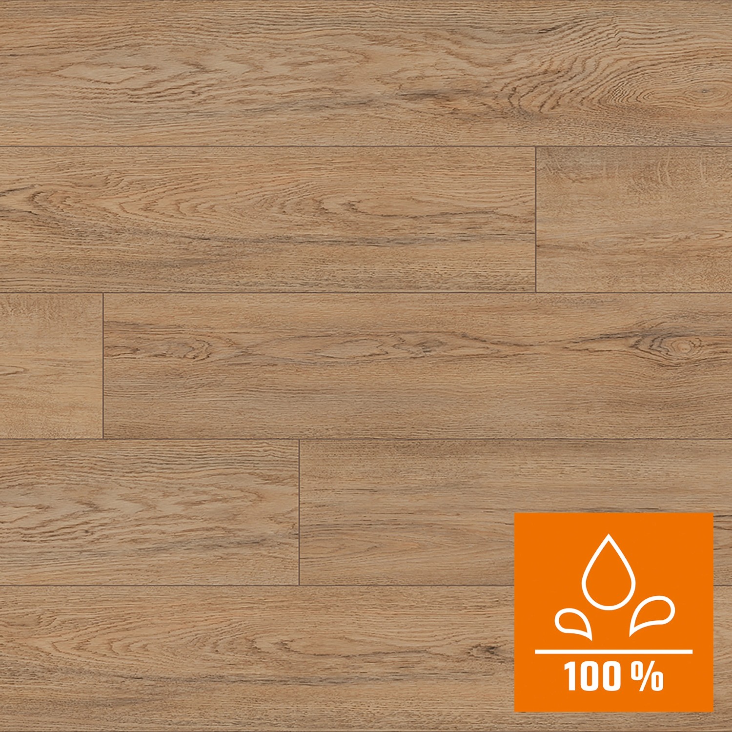 Wasserfestes Kaindl Laminat Poseidon Malibu Oak, 7 mm stark, in heller Holzoptik.
