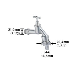LUX Auslaufventil mit Rückflussverhinderer, 18,6 mm (1/2), verchromt.