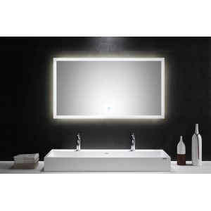 Rechteckiger Posseik LED-Lichtspiegel, 65x120 cm, mit Touch-Bedienung und neutralweißem Licht.