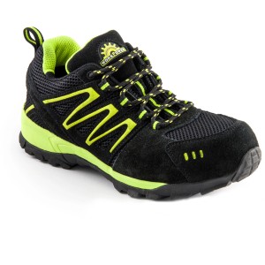 Workpower Damen Sicherheitshalbschuh S1P, schwarz-neongrün, Gr. 38. Arbeitsschuhe für Damen.