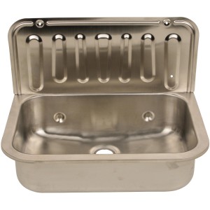 Sanitop-Wingenroth Ausgussbecken, 50 cm, Edelstahl, mit Spritzschutz.