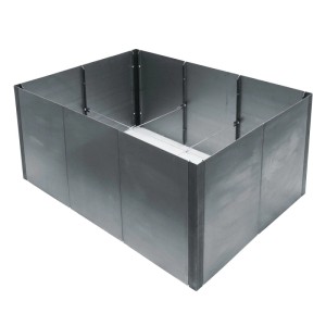 Rechteckiger bellissa Hochbeet Bausatz PANNELLO aus blankem Metall, modular, mit Verstrebungen.