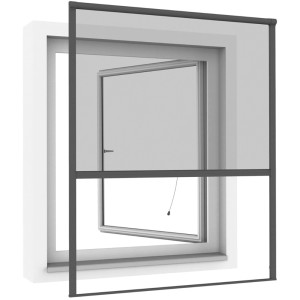 Windhager Insektenschutz Einhängerollo IS Plus, 100x160cm, anthrazit, zum Einhängen ins Fenster.