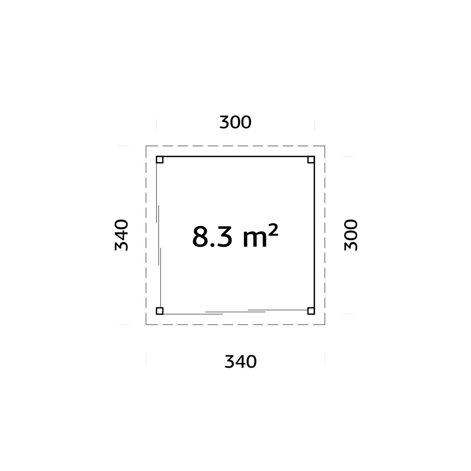 Grundriss Palmako Pavillon Lenna Set 701 Slide Plus, 300x300 cm, Weekendhaus