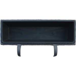 Balkonkasten aus Polyrattan in Anthrazit-Schwarz, 60 cm breit, mit herausnehmbarem Topf.