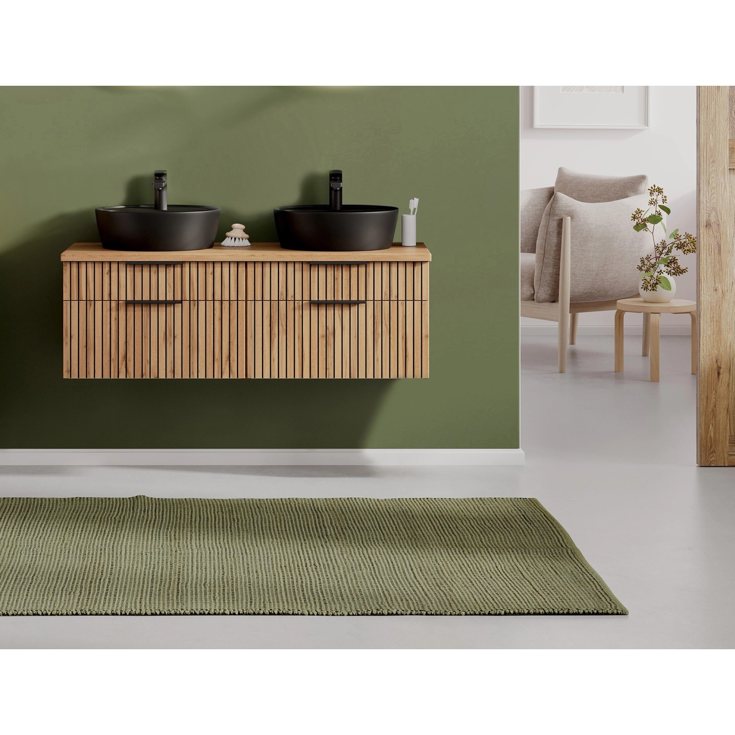 Held Möbel Waschtisch Manchester Aufsatzbecken Schwarz 55 x 120 x 47 cm Eiche 2_13