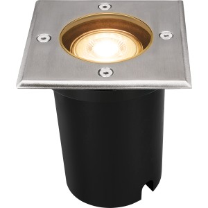 Eckige LED Bodeneinbauleuchte, 35W, Edelstahloptik für den Außenbereich.