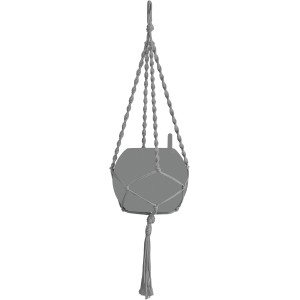 Graue Lechuza Makramee Hängeampel Cotton Boho 90, geeignet für Pflanzgefäße, 22x14cm.