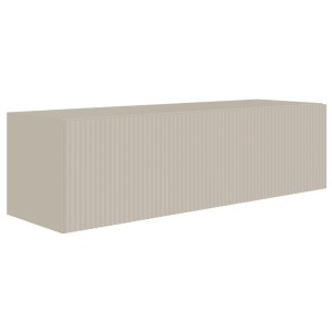 Selsey TV-Hängeboard Veldio 100 cm in Greige mit geriffelter Lamellenfront. Modernes TV-Möbel.