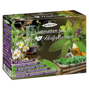 Quedlinburger Saatmatten Tee- & Heilpflanzen Set mit 8 Kräutersorten für einfache Aussaat.