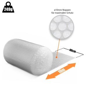 BigDean Premium Luftpolsterfolie Rolle 80 My 3 Lagig 10m X 0 40m Ideal Als Verpackungsmaterial Extra Starke Und Robuste Noppenfolie Bubble Wrap Made