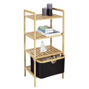 Standregal Ecori mit 3 Etagen, Bambus, Cappuccino, inkl. Korb. Badregal für mehr Stauraum.