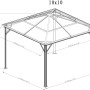 Technische Zeichnung: Sojag Aluminium Pavillon Verona 10x10, anthrazit, mit Maßangaben.