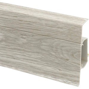 Kabelkanalleiste Cubica 60 sk Eiche Silber, Kunststoff-Sockelleiste mit integriertem Kabelkanal.