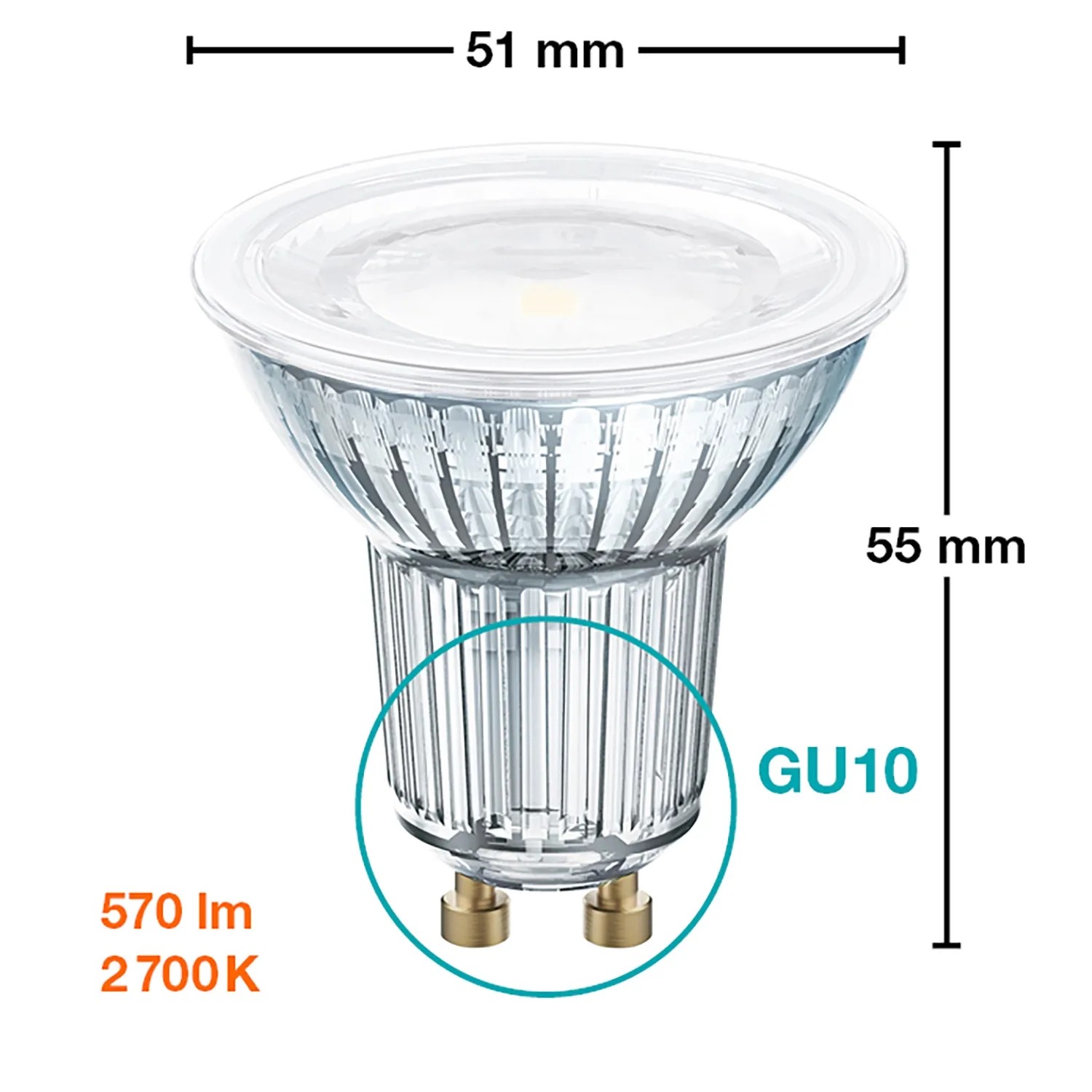 Osram GU10 LED Leuchtmittel, 6,9W, warmweiß, für Innenräume.