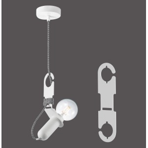 Weißer Metallbügel "Turn me" für Pendelleuchten, zur individuellen Kabelführung und Lichtausrichtung.