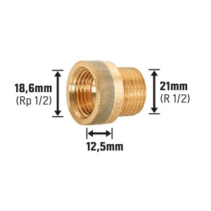 Hahnverlängerung aus Rotguss, 18,6 mm x 21 mm, 12,5 mm Verlängerung für Gewindefittings.