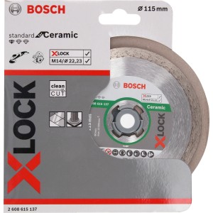 Bosch X-Lock Diamanttrennscheibe Standard für Keramik, 115 mm Durchmesser.