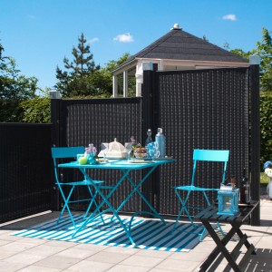 Sichtschutzzaun Trend Polyrattan Schwarz 115 cm x 110 cm