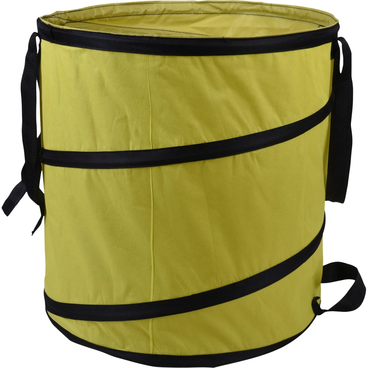 Gelber Gartensack Pop-Up mit 85 l Volumen zum Sammeln von Gartenabfällen.