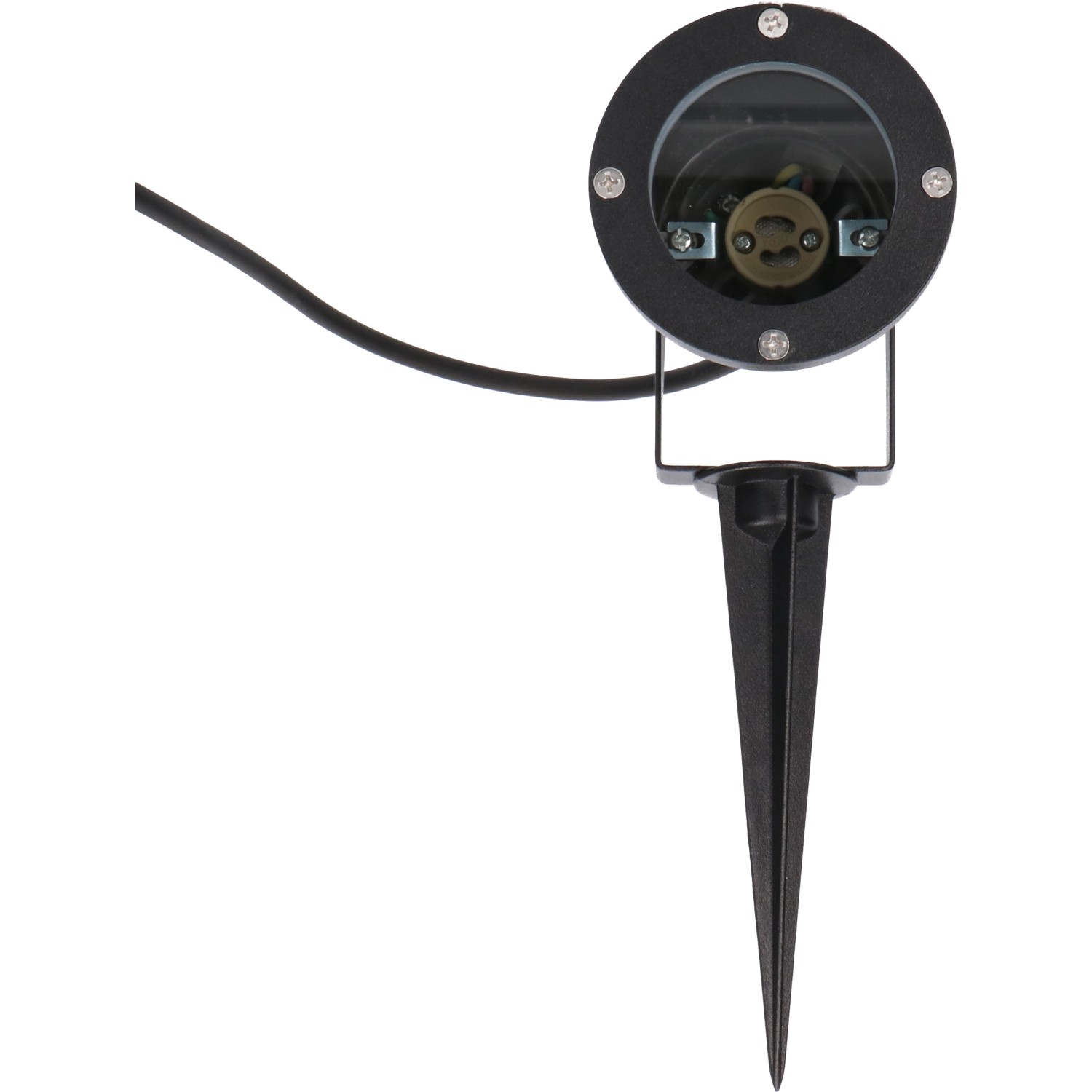 Schwarze LED's Work Außenleuchte mit Erdspieß für Gartenbeleuchtung.