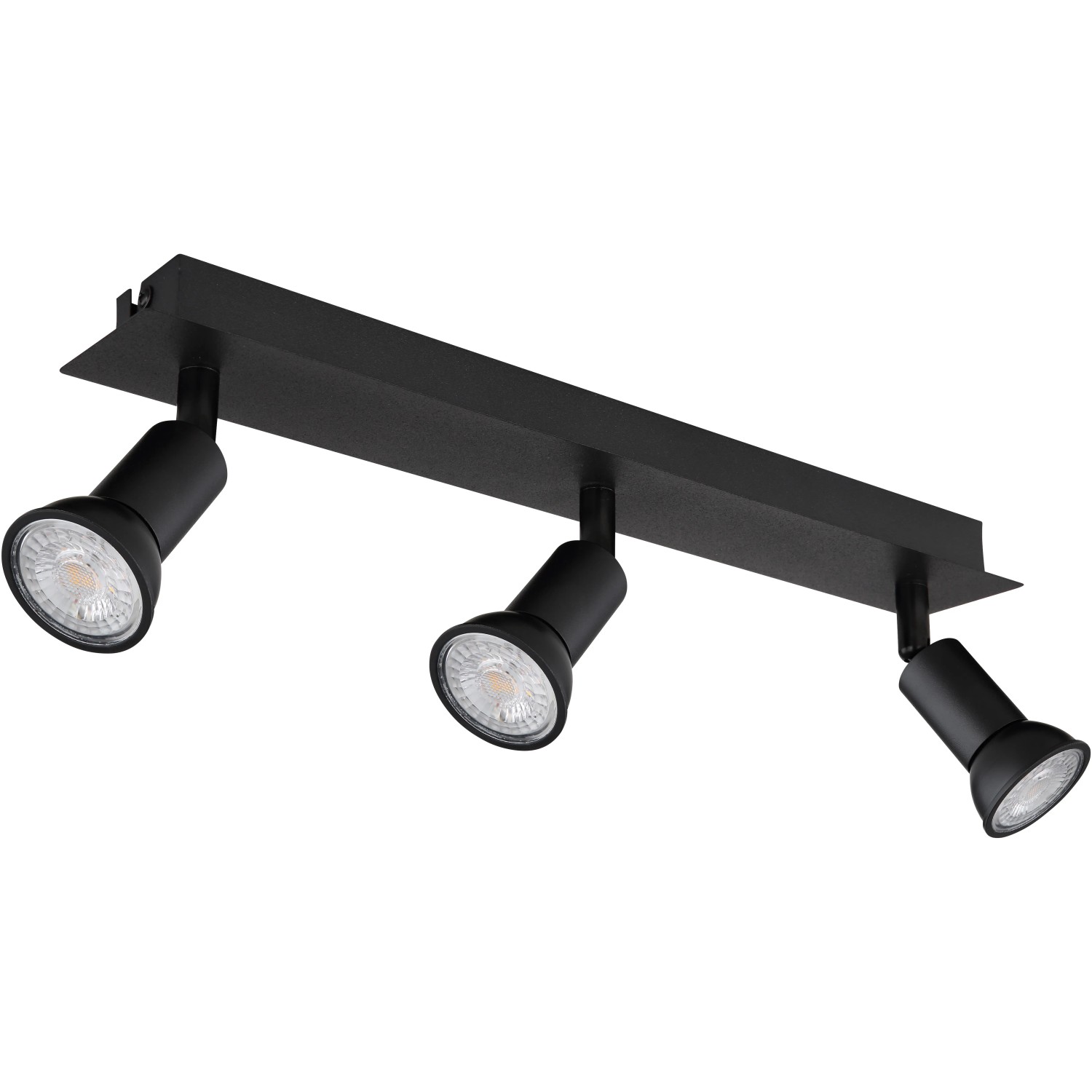 Globo Drew Strahler, 3-flammig, schwarz matt, 400x60x90mm. Moderner Spot für GU10 Leuchtmittel.